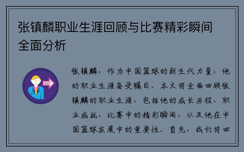 张镇麟职业生涯回顾与比赛精彩瞬间全面分析